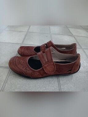 Ros Hommerson Chelsea Brown Leather Mary Jane Comfort Shoes 8.5 N Flat